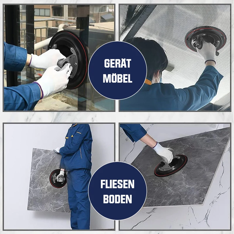 Vakuum Glasheber mit Manometer 280 kg – 8 Zoll Saugheber für Fliesen, Metall, Glas – Profi Saugnapf
