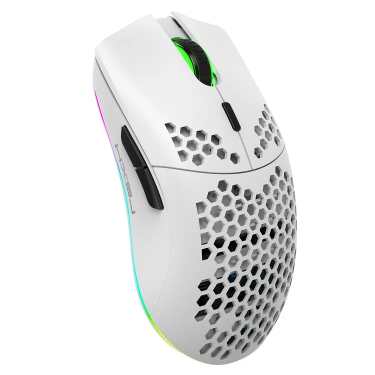 Skanto | HXSJ T66 7 Tasten Bunte Beleuchtung Programmierbare Kabellose Gaming-Maus (Weiß)