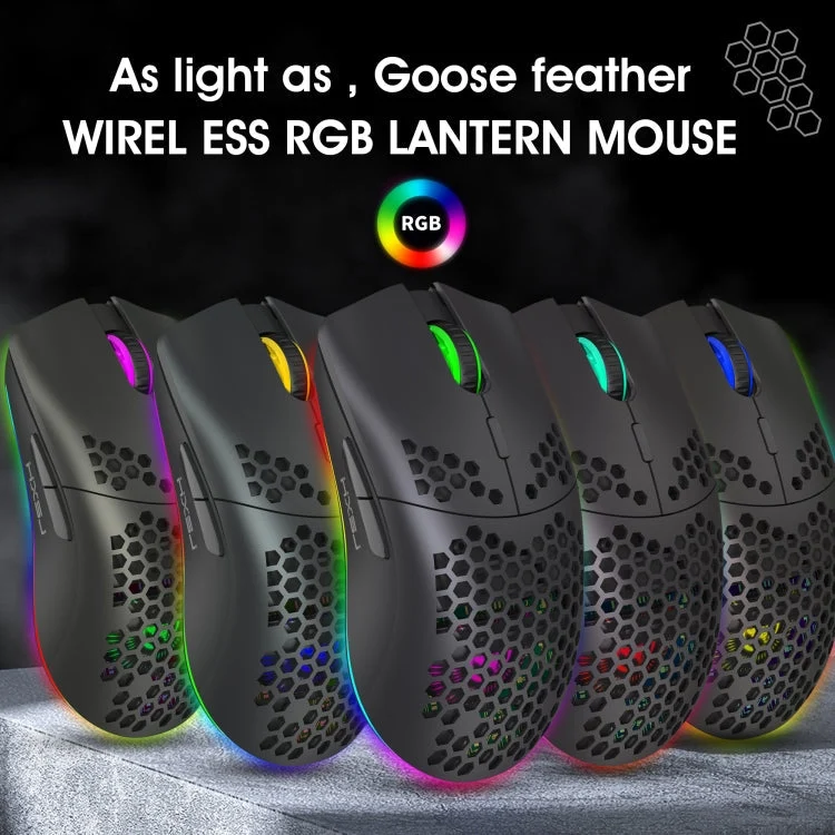 Skanto | HXSJ T66 7 Tasten Bunte Beleuchtung Programmierbare Kabellose Gaming-Maus (Weiß)