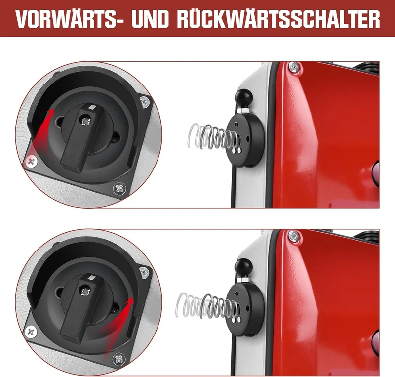 Rohrreinigungsmaschine 850W Set, Ø20-200mm Rohrleitungen, Spiralen 28/14,5/5m, 12 Köpfe