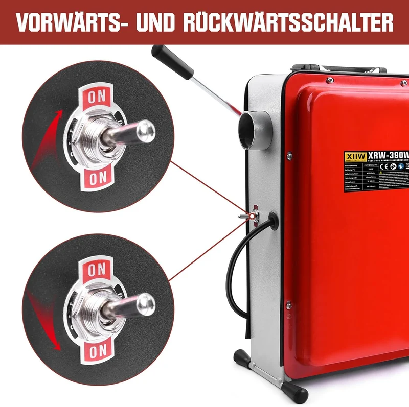Rohrreiniger 390W mit 16mm 22,5M Spirale, Ø20-100mm Rohrreinigungsmaschine