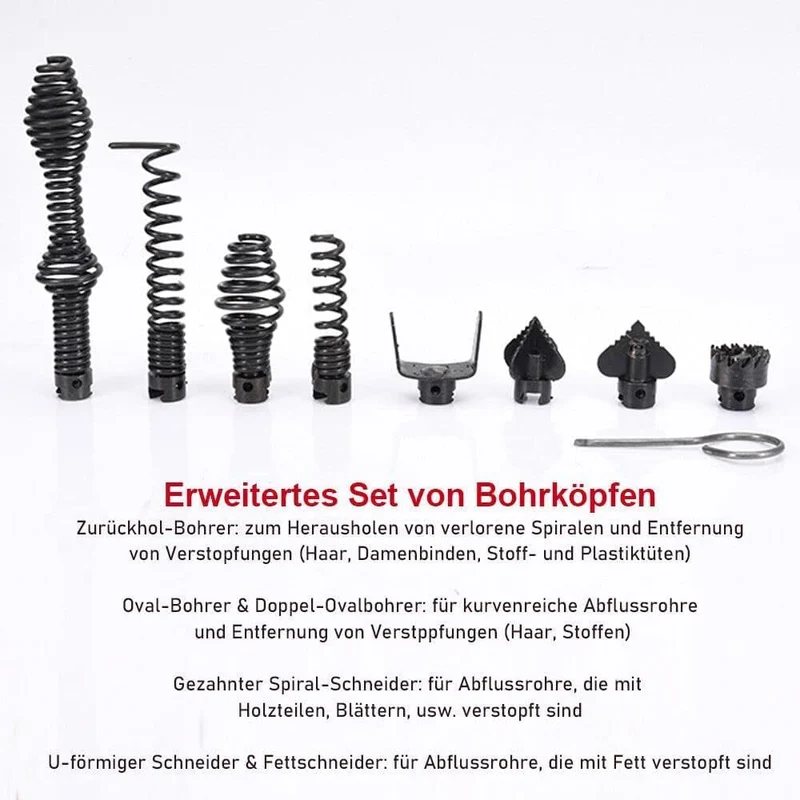 Rohrreiniger 500W mit 16mm 29M Spirale, Ø30-100mm Rohrreinigungsmaschine