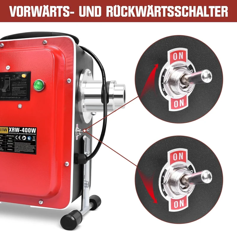Elektrische Rohrreinigungsmaschine 400W Rohrreiniger Abflussreiniger, Ø30-100mm, 26,5M Spirale