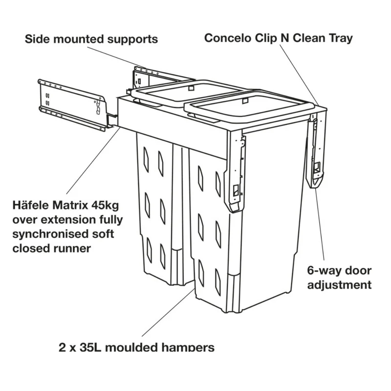 Hideaway Concelo 2x35L Laundry Hamper