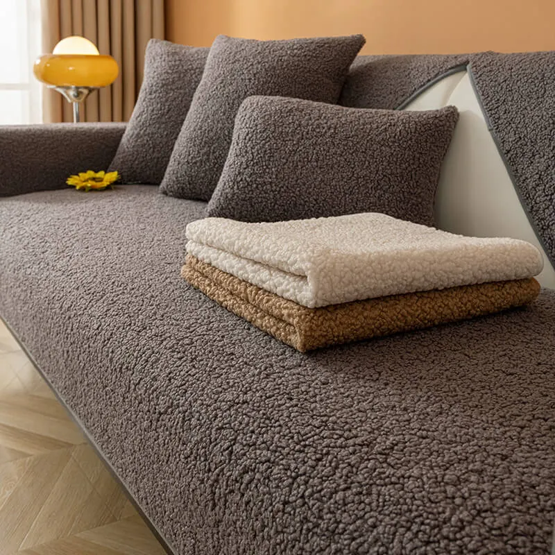 TeddyHaven™ | Kuscheliger Sofabezug aus Teddyfleece mit rutschfester Rückseite