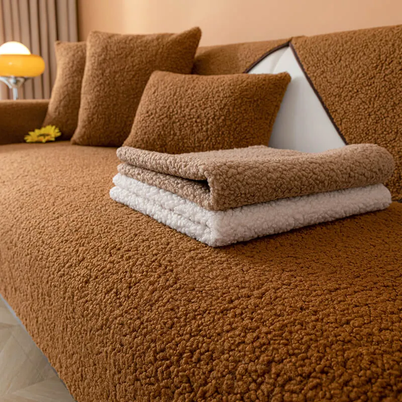 TeddyHaven™ | Kuscheliger Sofabezug aus Teddyfleece mit rutschfester Rückseite