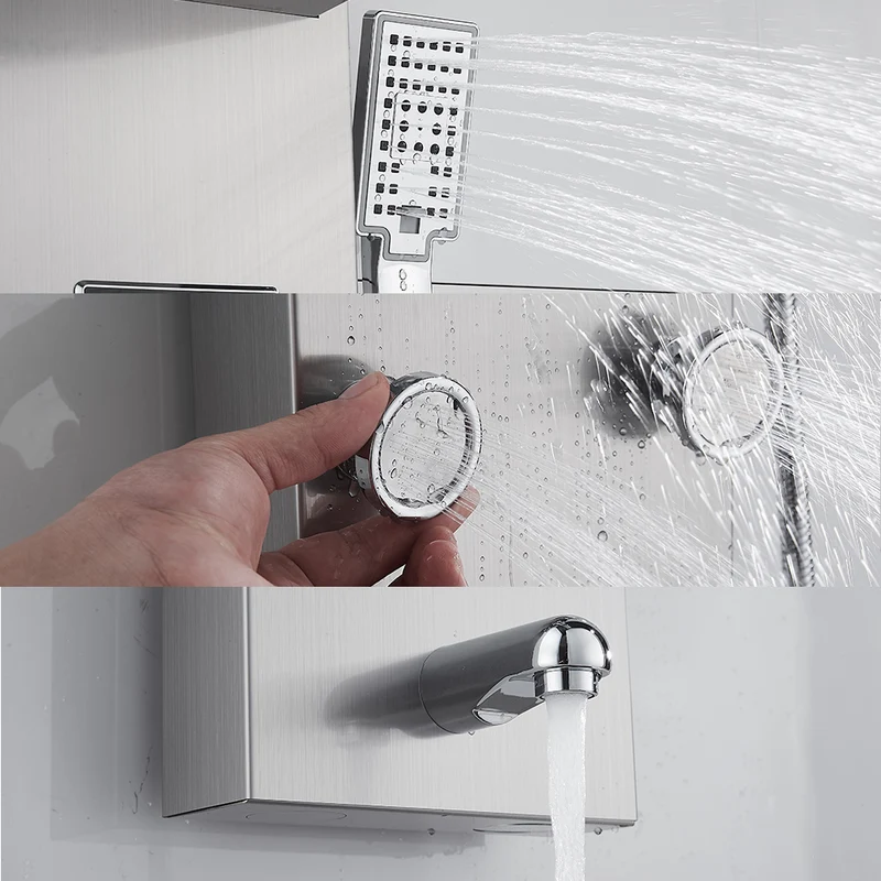 Duschpaneel Regendusche - Temperatur Display - Massagedüsen - Gebürstetes Nickel
