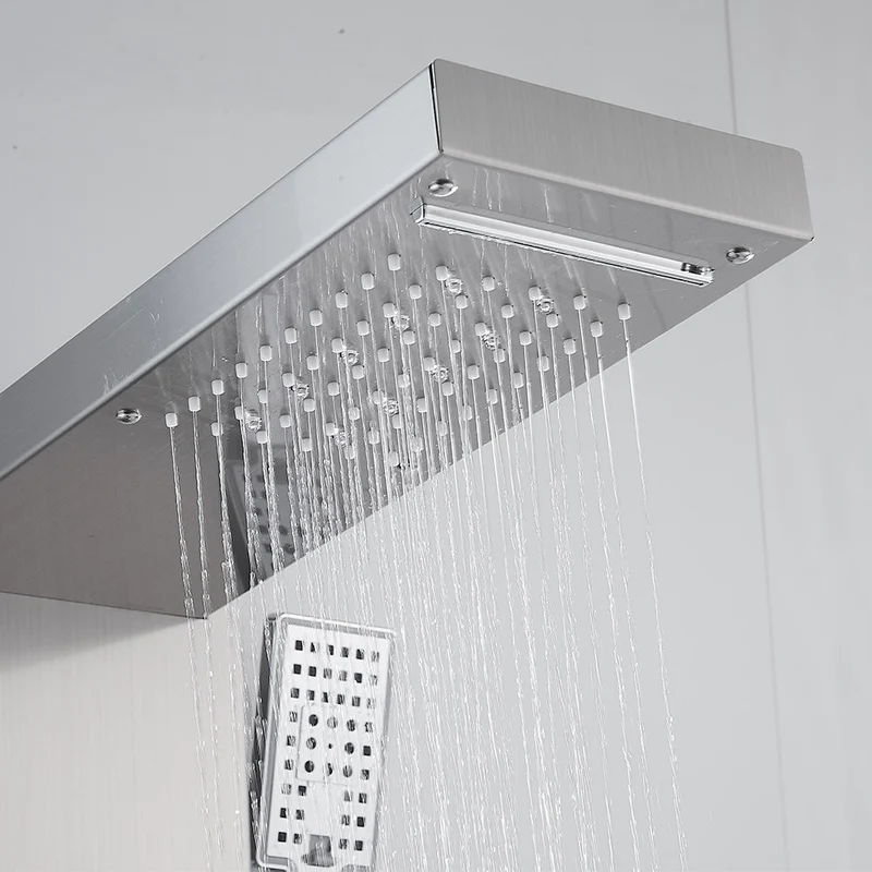 Duschpaneel Regendusche - Temperatur Display - Massagedüsen - Gebürstetes Nickel