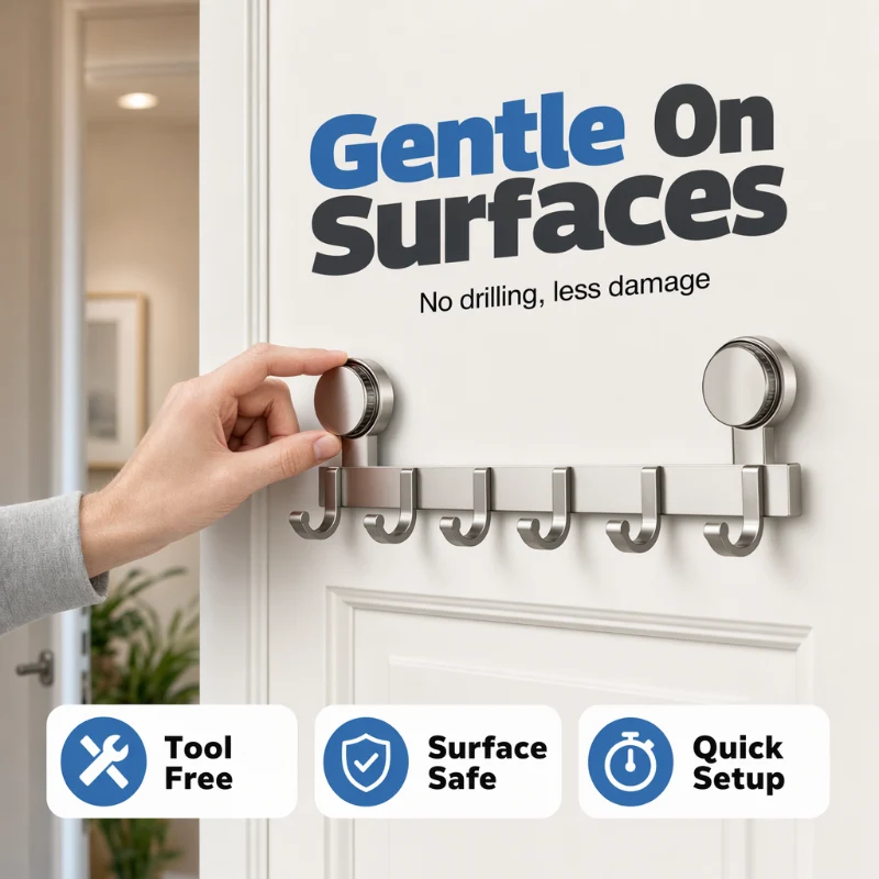 GripTight™ | Hakenleiste ohne Bohren mit 3–7 Haken aus Aluminium