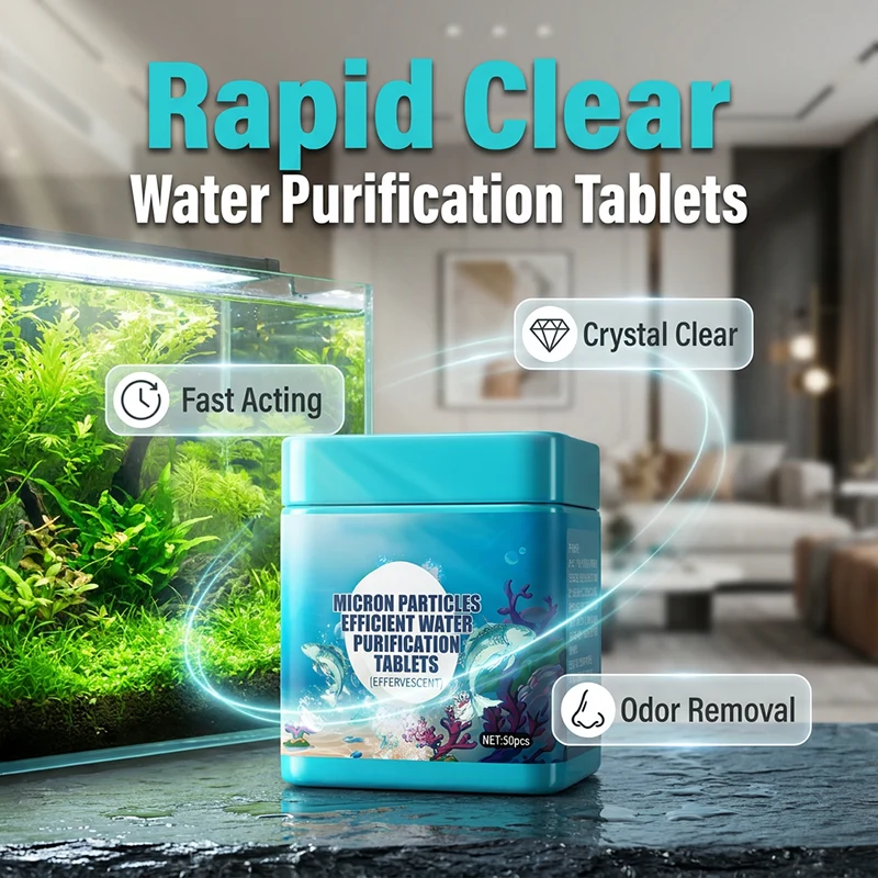 AquaPure™ | Schnell lösliche Aquarium-Reinigungstabletten – 50 Stück
