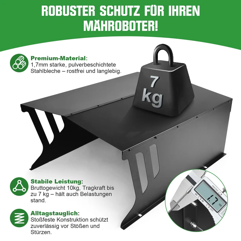 Robuste Mähroboter-Garage aus Stahl – wetterfest, rostfrei, UV-beständig, stoßfest, passend für die meisten Modelle