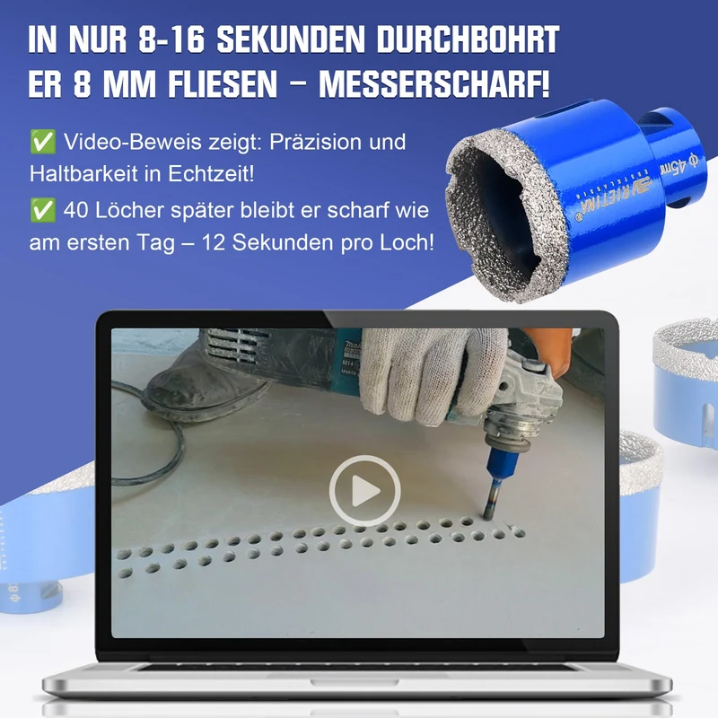 XIIW Diamantbohrkrone M14 für Winkelschleifer | Profi Fliesenbohrer Vakuumgelötet | Trockenbohrkrone für Feinsteinzeug, Granit & Beton
