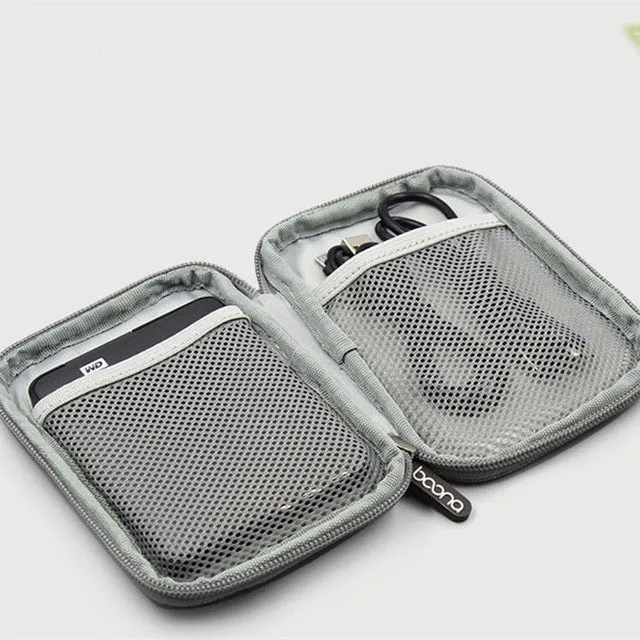 Travel Electronic Accessories Cable Organizer Bag Portable Case SD cards Flash Drives wires earphones double layer storage box