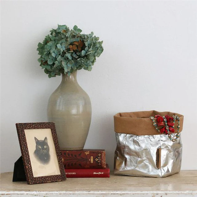 Washable Kraft Paper Bag Plant Flowers Pots Multifunction Home wear-resistant Storage Bags Reuse Environmentally friendly bag