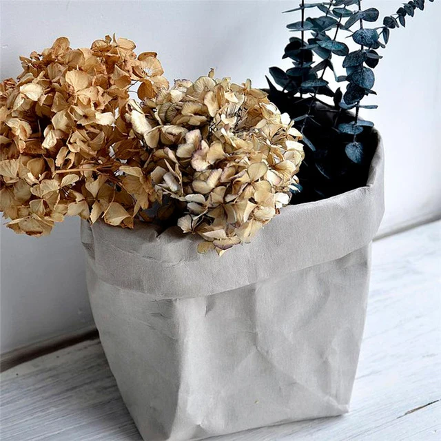 Washable Kraft Paper Bag Plant Flowers Pots Multifunction Home wear-resistant Storage Bags Reuse Environmentally friendly bag
