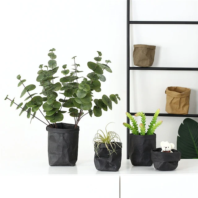 Washable Kraft Paper Bag Plant Flowers Pots Multifunction Home wear-resistant Storage Bags Reuse Environmentally friendly bag