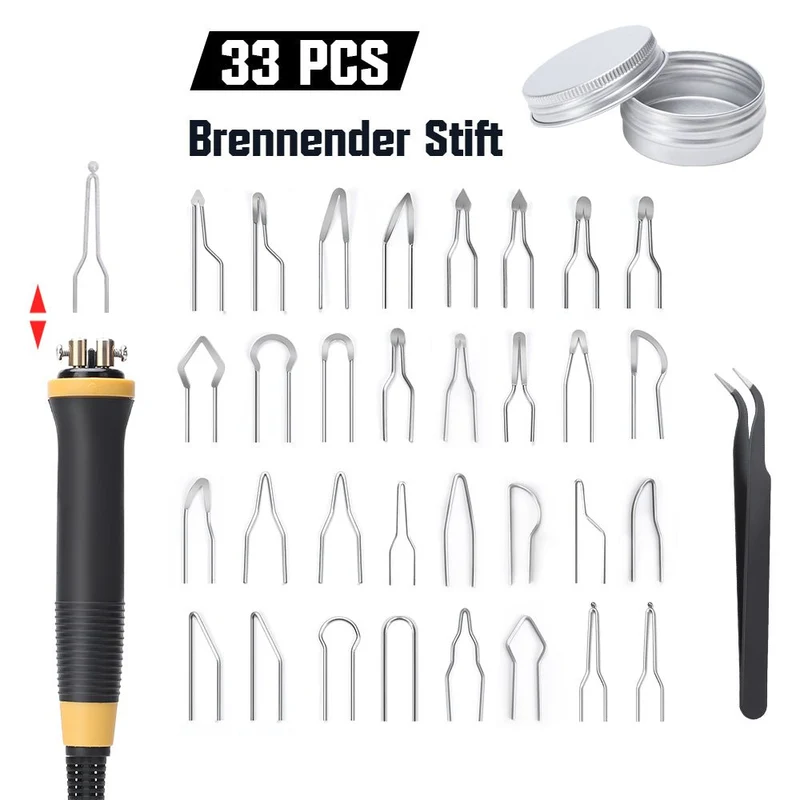 XIIW Pyrographie Set 100W mit 33 Brennspitzen, digitale Brandmalstation 0–750°C, Holzgravur Gerät für Holz, Leder, Kork und Bastelarbeiten