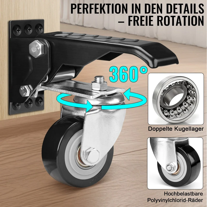 Schwerlastrollen absenkbar für Werkbank – 50 mm, verstellbar, 150 kg Traglast