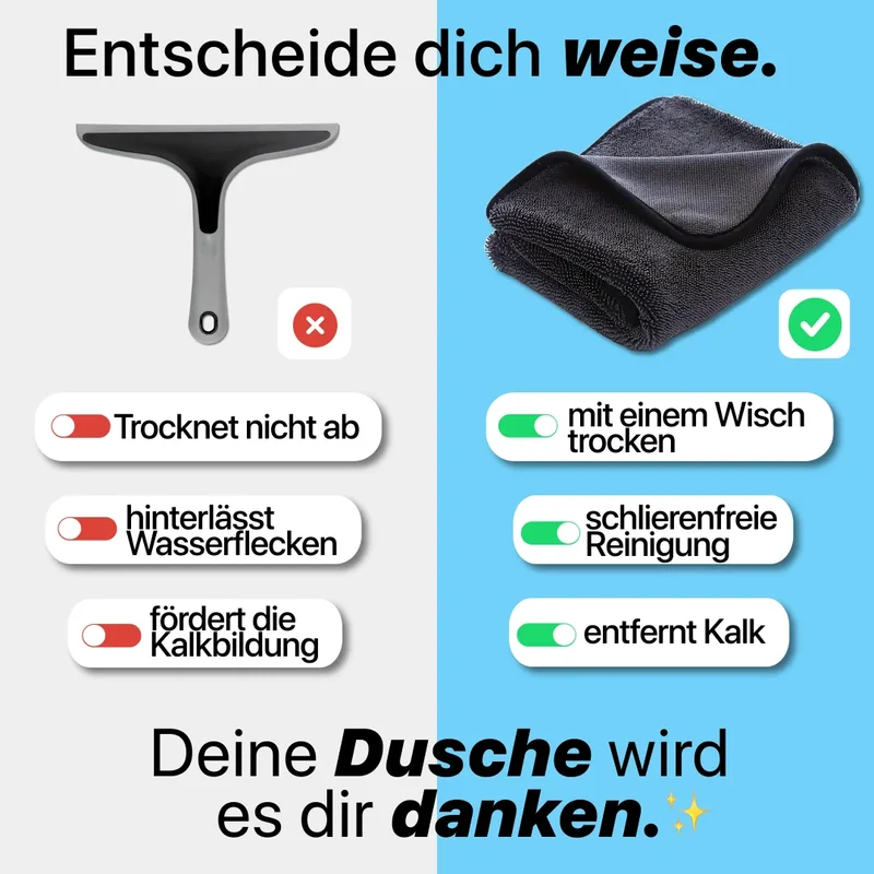 ClearDry™ | Saugstarkes Reinigungstuch für Dusche & glatte Oberflächen