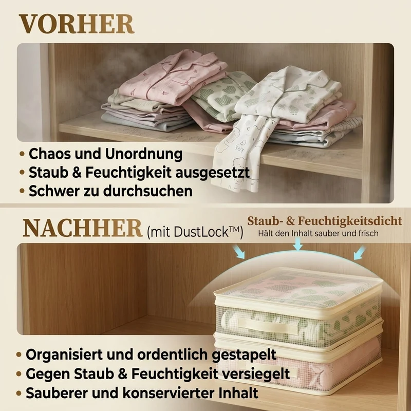 1+1 GRATIS | DustLock™ | Transparente Aufbewahrungsbeutel für Kleidung