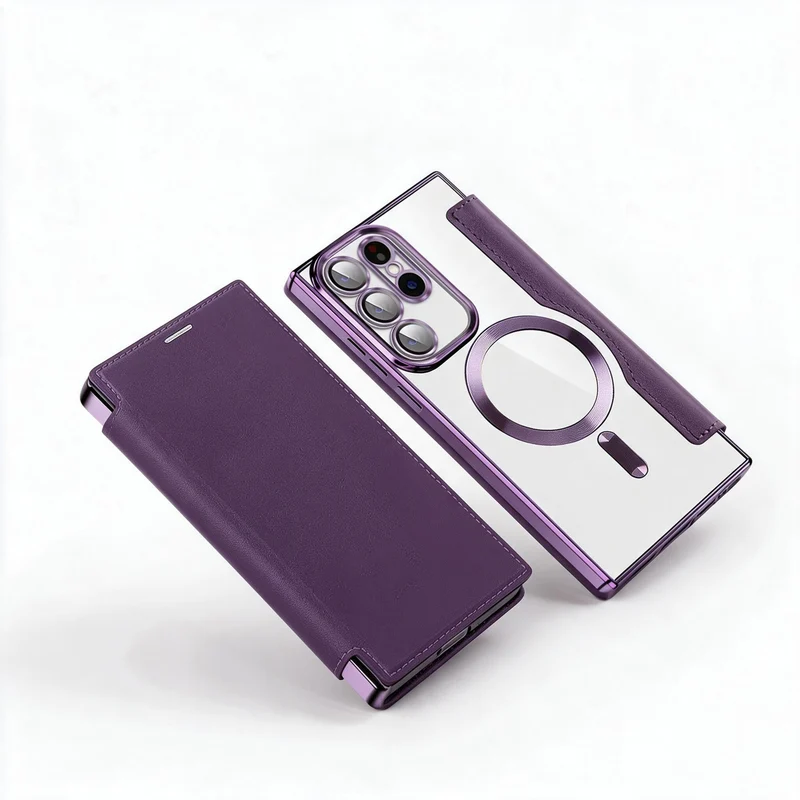 Magnetische Samsung Flip-Hülle | Lederoptik mit Kartenfach