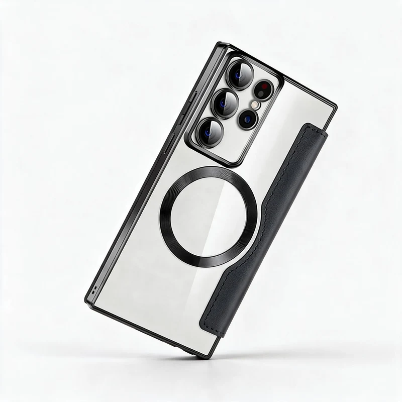Magnetische Samsung Flip-Hülle | Lederoptik mit Kartenfach