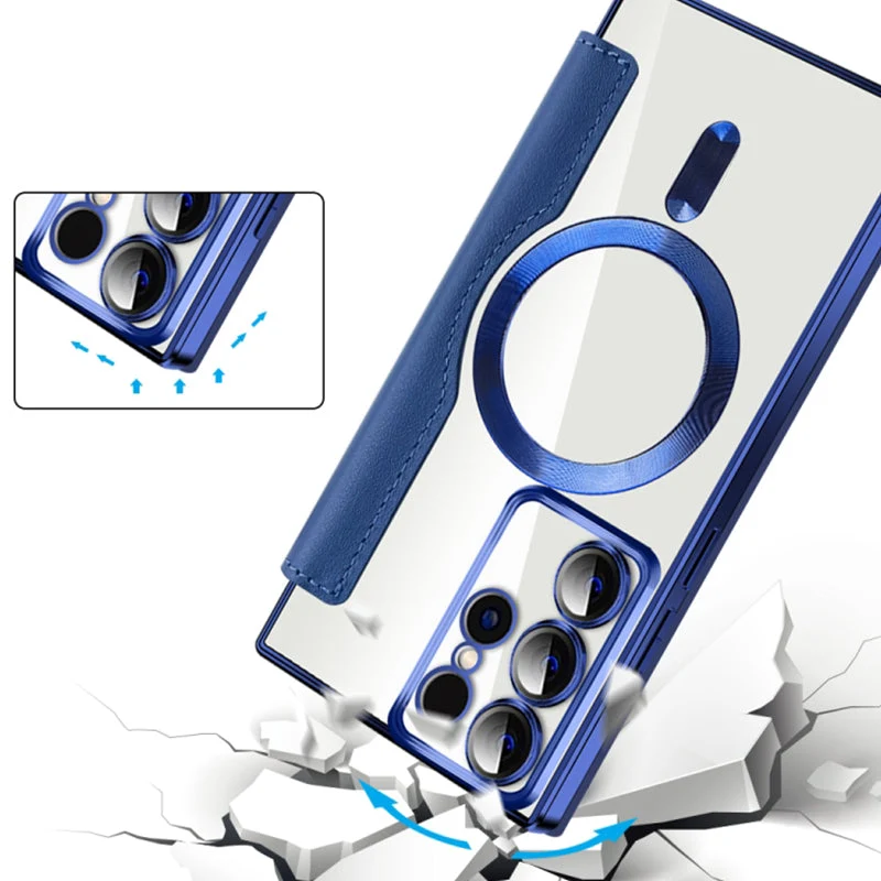 Magnetische Samsung Flip-Hülle | Lederoptik mit Kartenfach