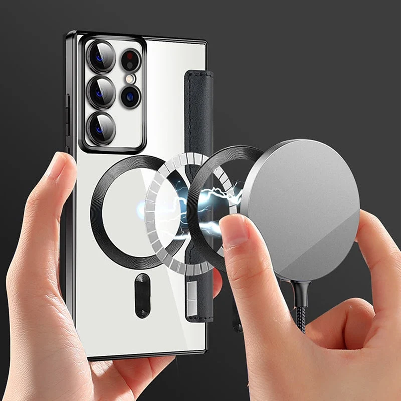 Magnetische Samsung Flip-Hülle | Lederoptik mit Kartenfach