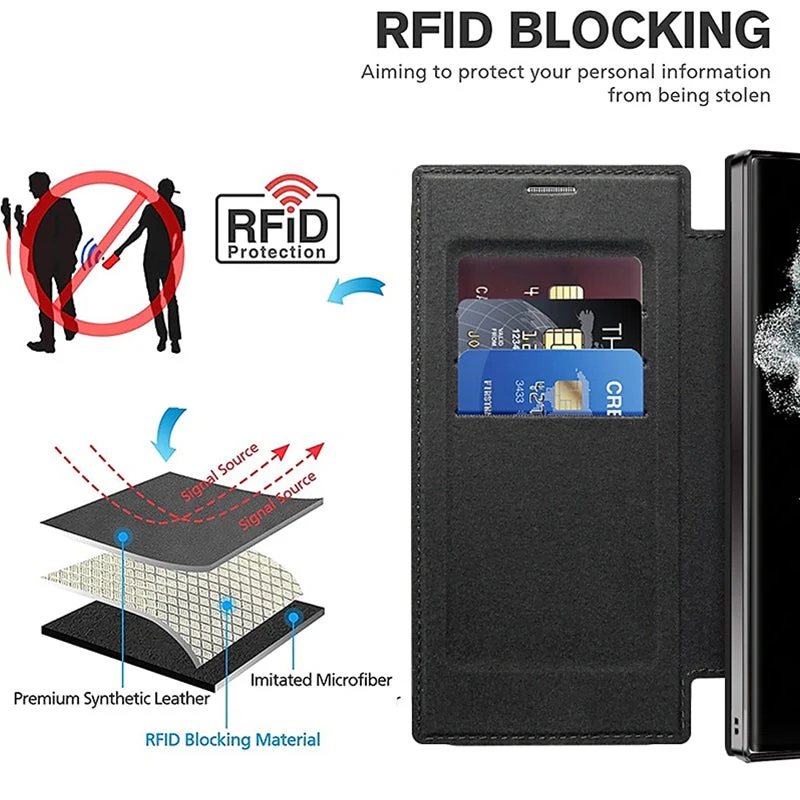 Magnetische Samsung Flip-Hülle | Lederoptik mit Kartenfach