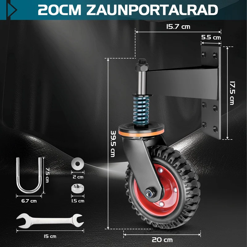 Schwerlast-Torräder 200 mm für Einfahrten und Gartentore – 250 kg Tragfähigkeit, Korrosionsbeständig, Einfach zu Montieren