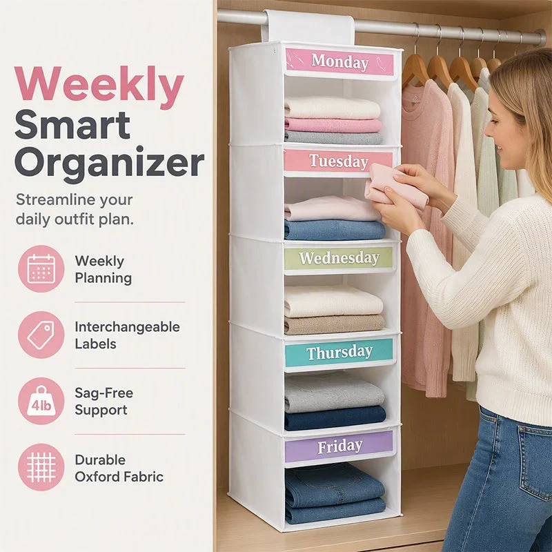 ClarityNest™ | 5-Fächer Hänge-Organizer für den Kleiderschrank