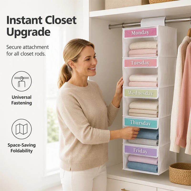 ClarityNest™ | 5-Fächer Hänge-Organizer für den Kleiderschrank