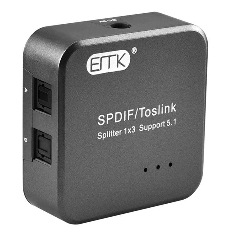 Skanto | EMK 1 Eingang 3 Ausgang Digital Optischer Audio SPDIF Toslink Splitter Adapter (Silbergrau)