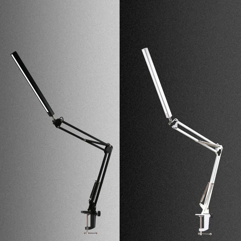 Skanto | LED-Klapp-Leselampe mit langem Arm, Klemme, Augenschutz und USB