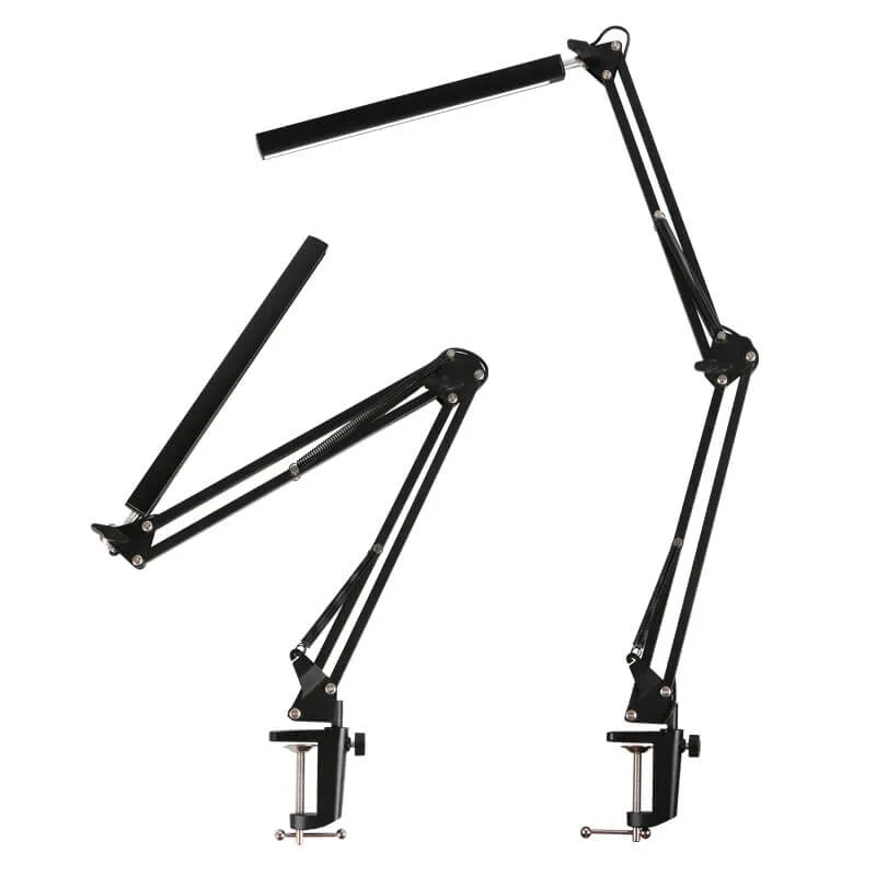 Skanto | LED-Klapp-Leselampe mit langem Arm, Klemme, Augenschutz und USB