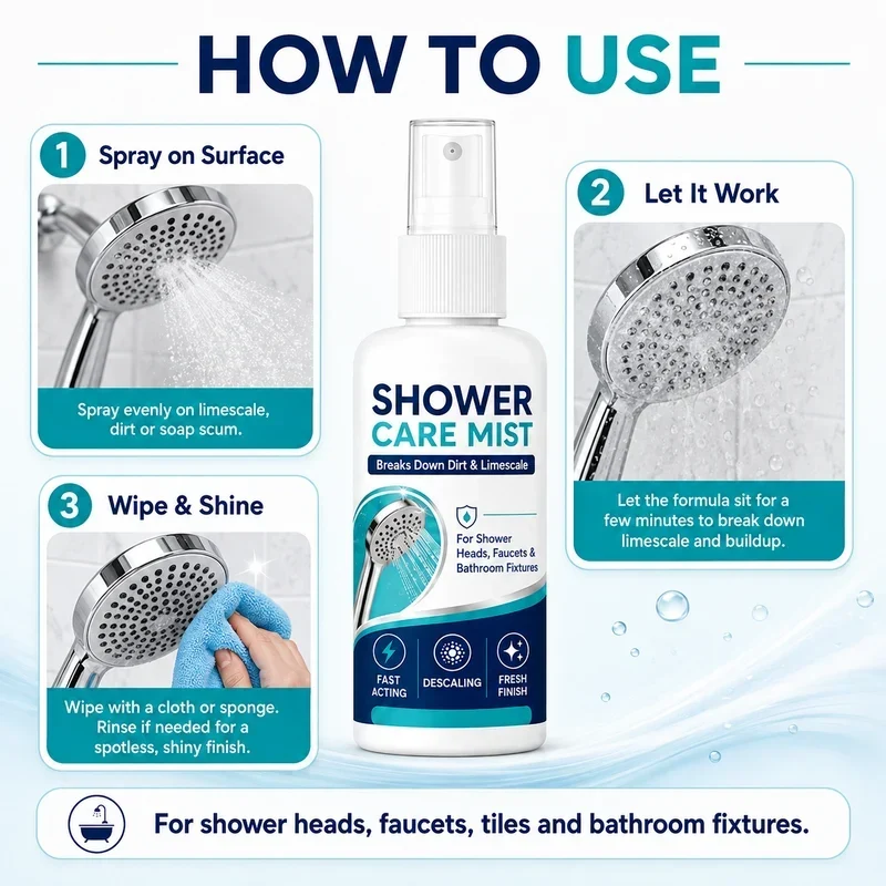 HydroShine™ | Kalk- & Mineralablagerungs-Reinigungsspray für Badarmaturen