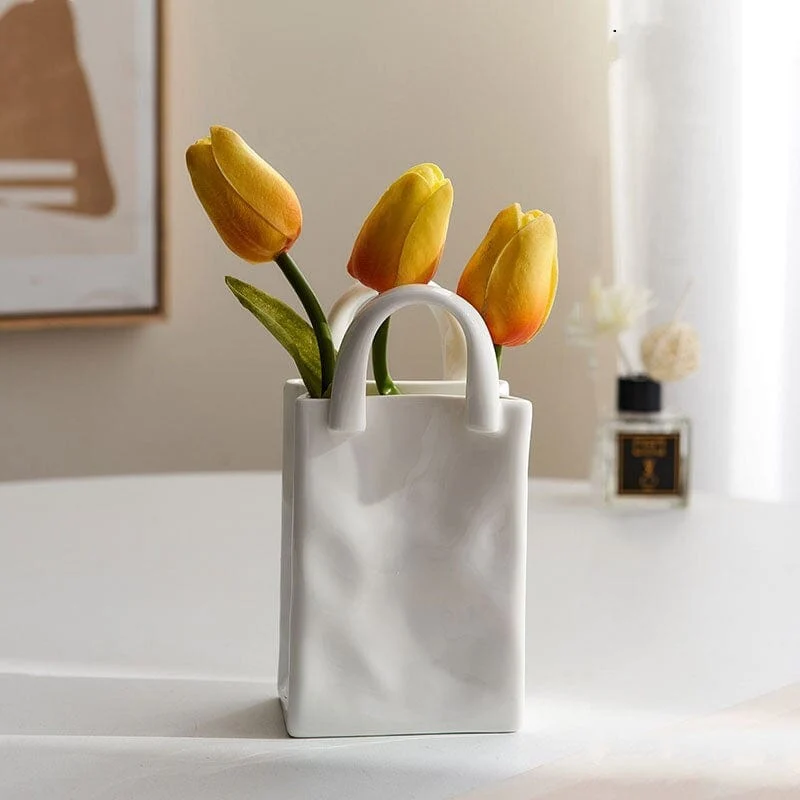 Skanto | Weiße Tasche Porzellanvase