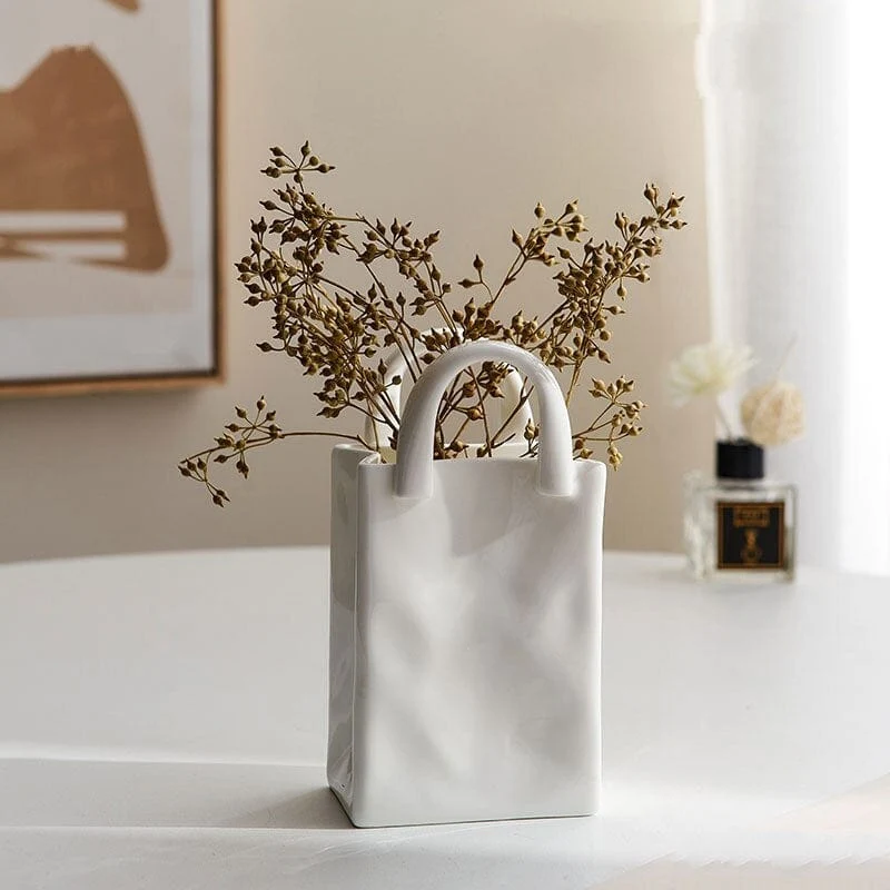 Skanto | Weiße Tasche Porzellanvase