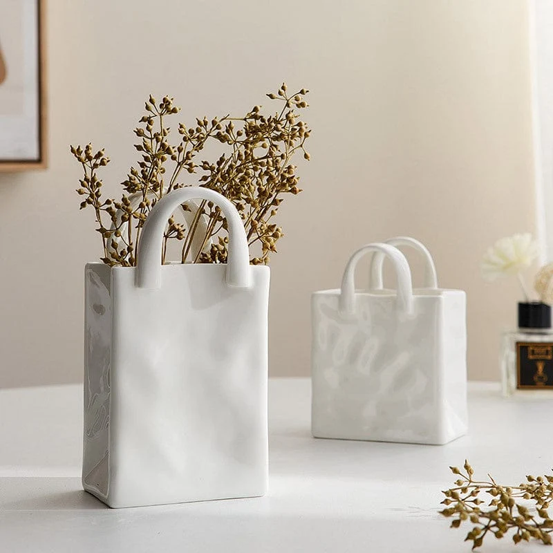 Skanto | Weiße Tasche Porzellanvase