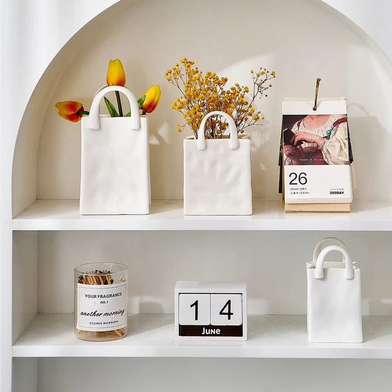Skanto | Weiße Tasche Porzellanvase