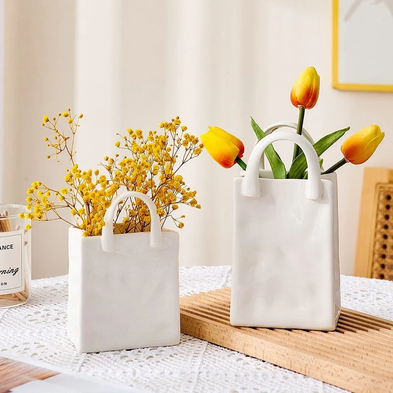 Skanto | Weiße Tasche Porzellanvase