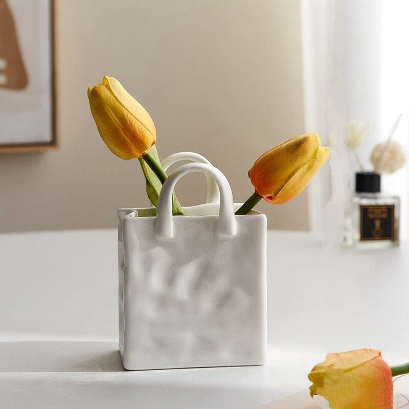 Skanto | Weiße Tasche Porzellanvase