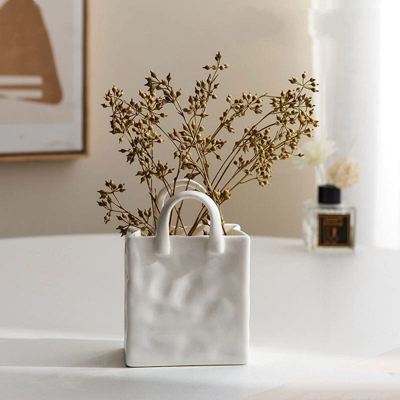 Skanto | Weiße Tasche Porzellanvase