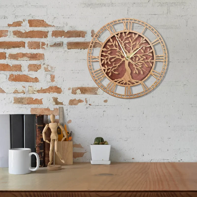 Skanto | WoodArt | Rustikale Wanduhr aus Holz im Vintage-Stil