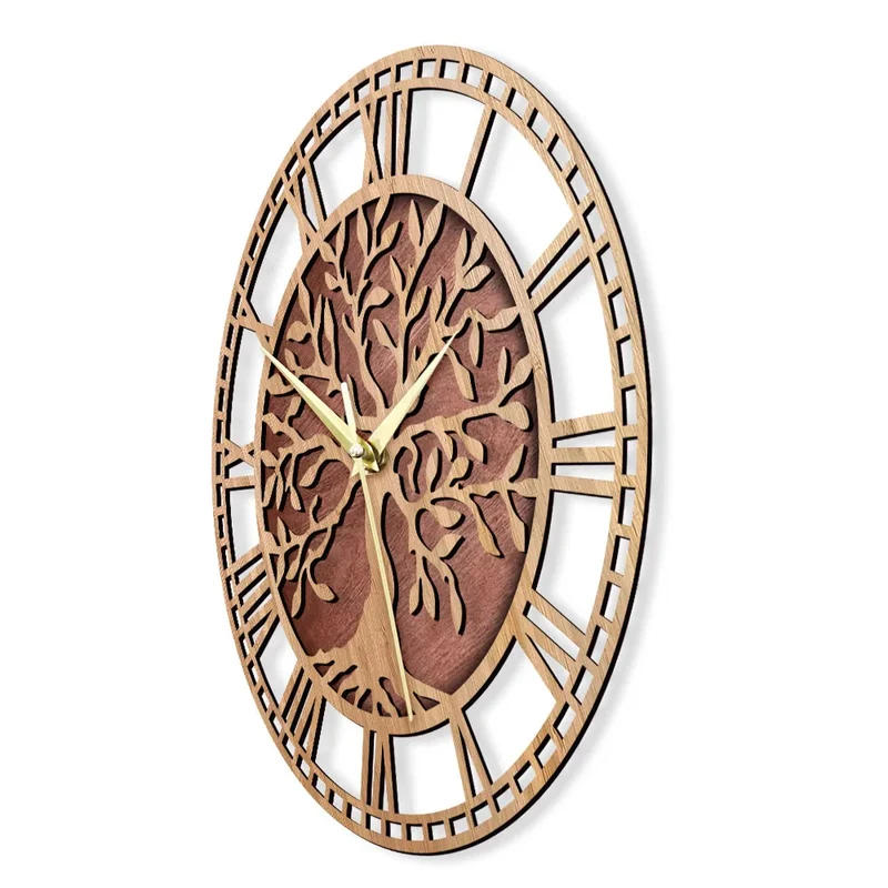 Skanto | WoodArt | Rustikale Wanduhr aus Holz im Vintage-Stil