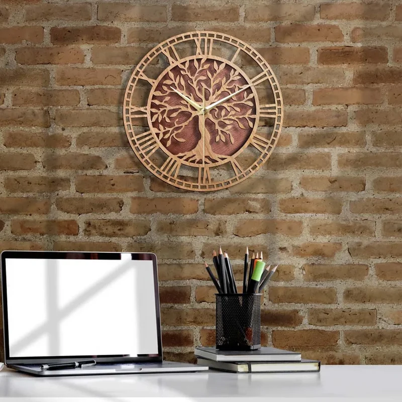 Skanto | WoodArt | Rustikale Wanduhr aus Holz im Vintage-Stil