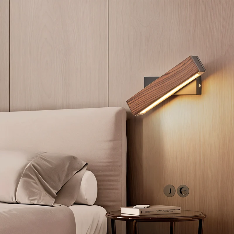 Skanto | TwistLED Wandlampe - 360° drehbare rechteckige LED-Wandlampe aus Holz