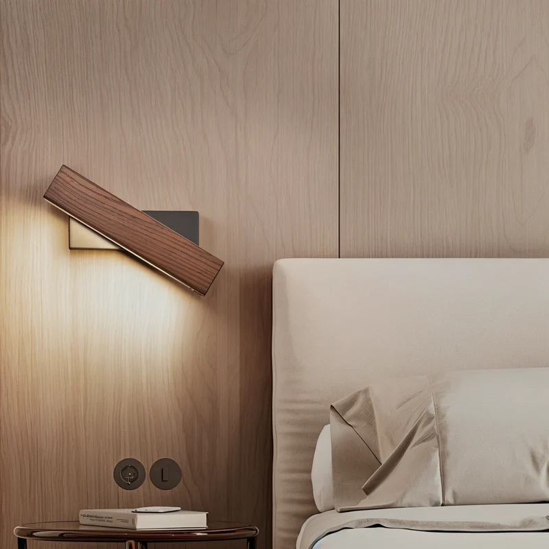 Skanto | TwistLED Wandlampe - 360° drehbare rechteckige LED-Wandlampe aus Holz