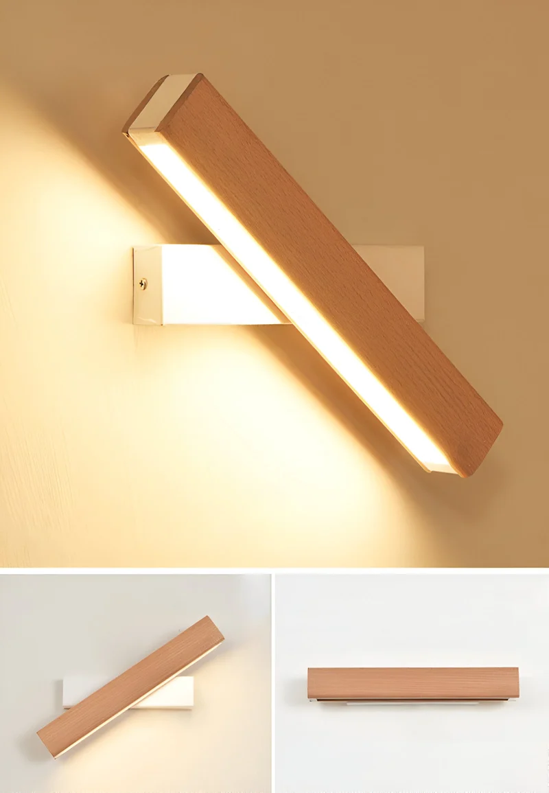 Skanto | TwistLED Wandlampe - 360° drehbare rechteckige LED-Wandlampe aus Holz