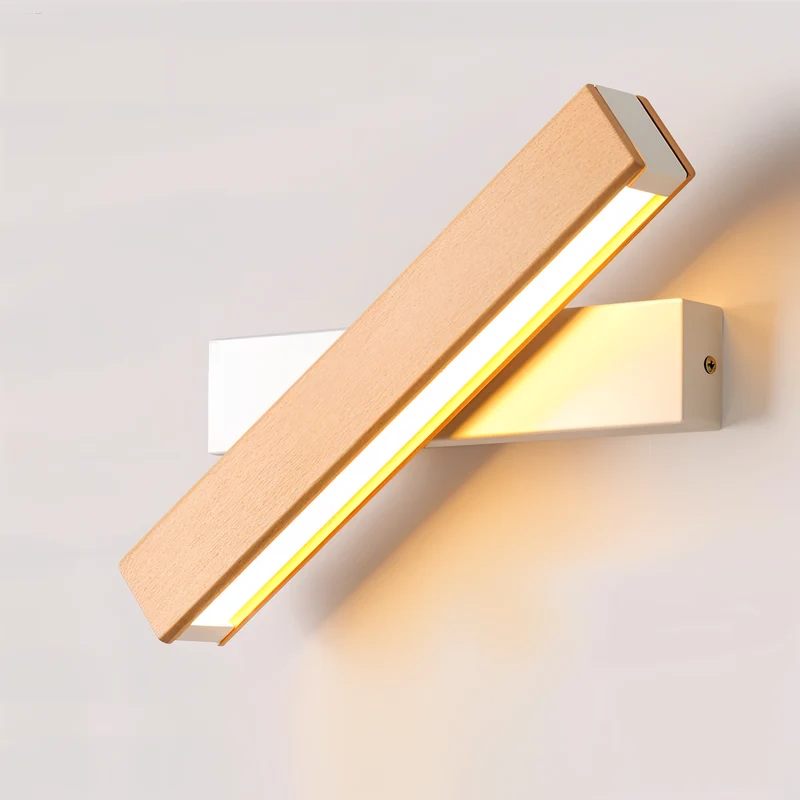Skanto | TwistLED Wandlampe - 360° drehbare rechteckige LED-Wandlampe aus Holz